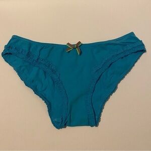 Vintage Victoria's Secret Blue Ruffle Bikini Size L NWOT